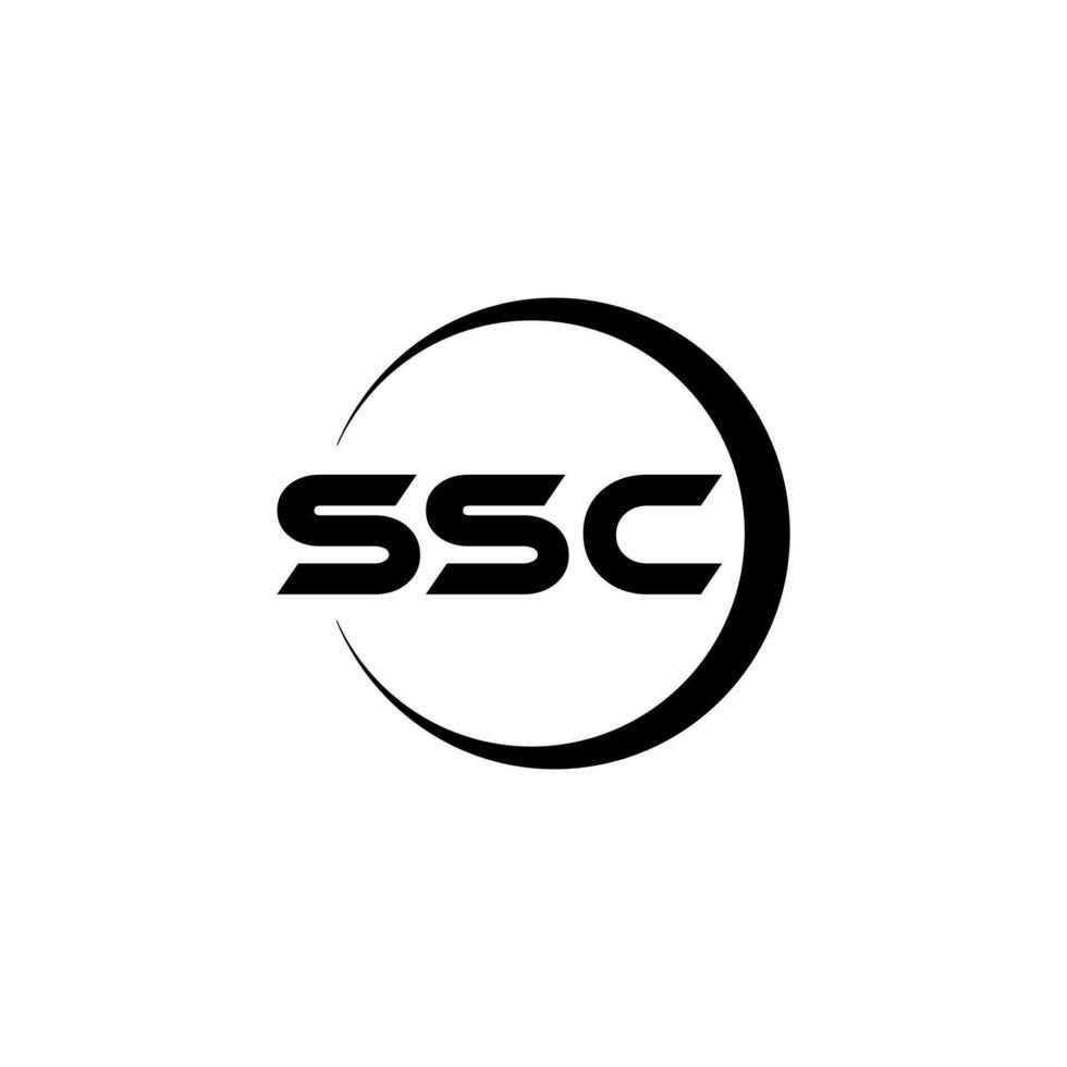 ssc brev logotyp design med vit bakgrund i illustratör. vektor logotyp, kalligrafi mönster för logotyp, affisch, inbjudan, etc.