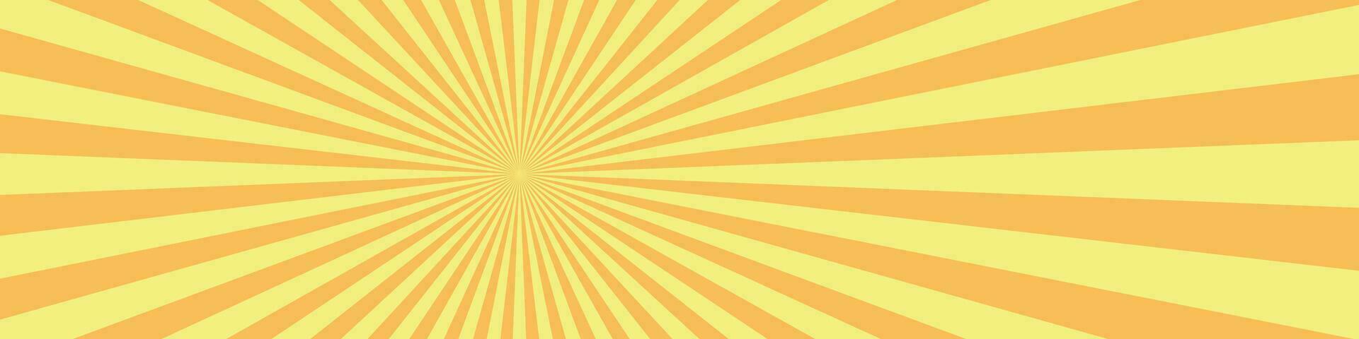 Comic Sunburst mit dynamisch Strahlen ausstrahlen von ein zentral Sonne. Gelb radial Elemente erstellen ein beschwingt Hintergrund, perfekt zum ein auffällig visuell Wirkung. eben Vektor Illustration isoliert