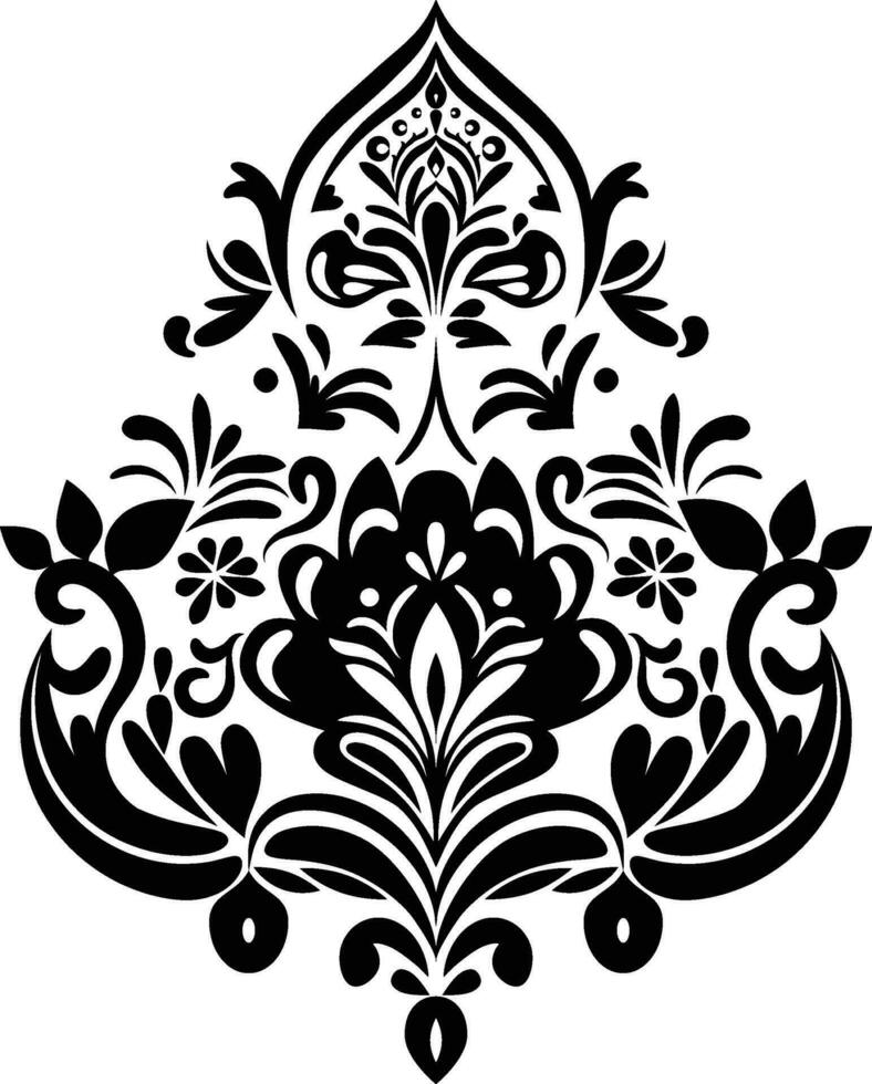 Jahrgang Damast Barock Ornament mit Blumen- retro Antiquität Stil. isoliert Element zum Hochzeit Dekoration. vektor