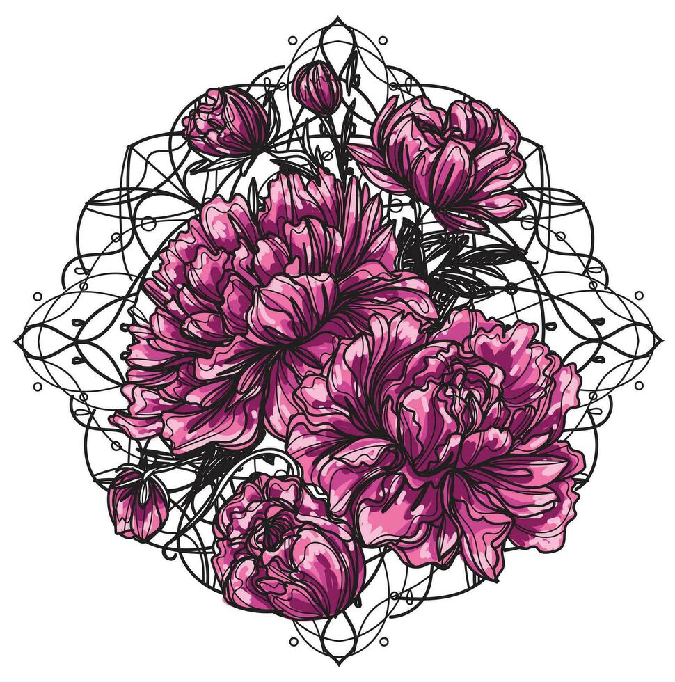 tatuering konst grafik blomma teckning färger vektor