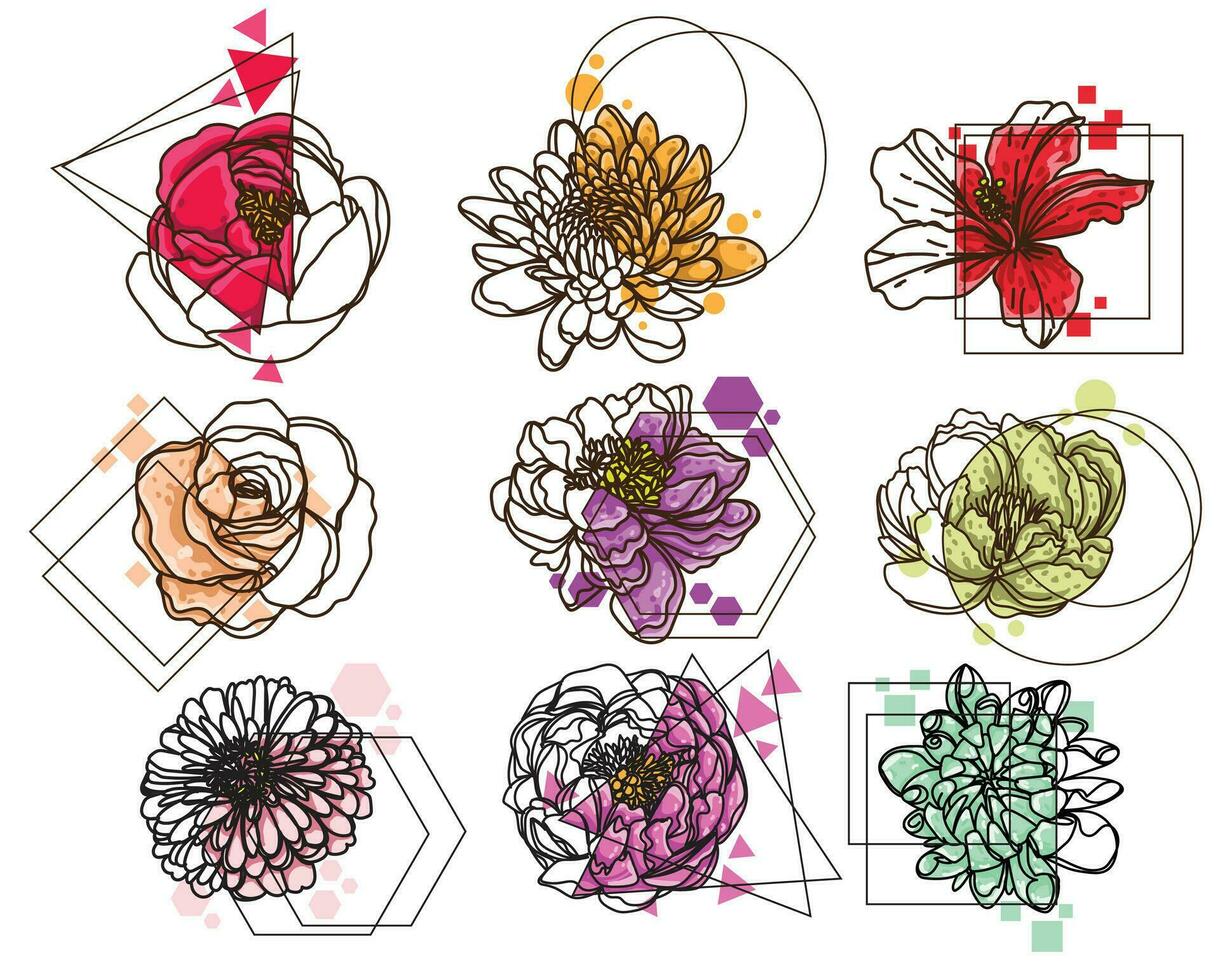 tätowieren Kunst Grafik Blume Zeichnung Farben und skizzieren vektor
