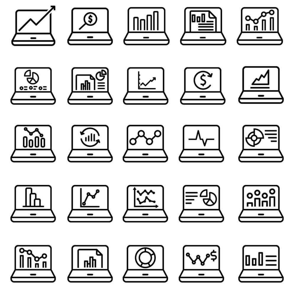 data analys ikon vektor uppsättning. data vetenskap illustration tecken samling. analys symbol. handel logotyp.