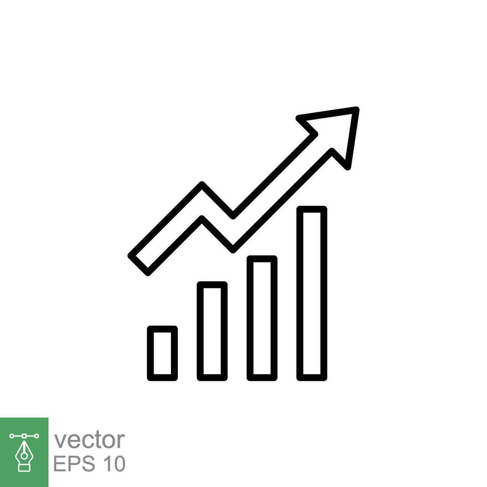 profitieren Wachstum Symbol. einfach Gliederung Stil. wachsend Riegel Grafik mit steigend Pfeil, Geld gewinnen, Infografik, Geschäft Konzept. dünn Linie Symbol. Vektor Illustration isoliert auf Weiß Hintergrund. eps 10.