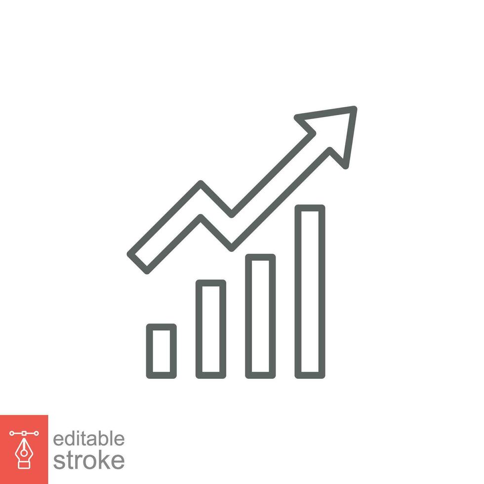 profitieren Wachstum Symbol. einfach Gliederung Stil. wachsend Riegel Grafik, steigend Pfeil, Infografik, Geschäft Konzept. dünn Linie Symbol. Vektor Illustration isoliert auf Weiß Hintergrund. editierbar Schlaganfall eps 10.