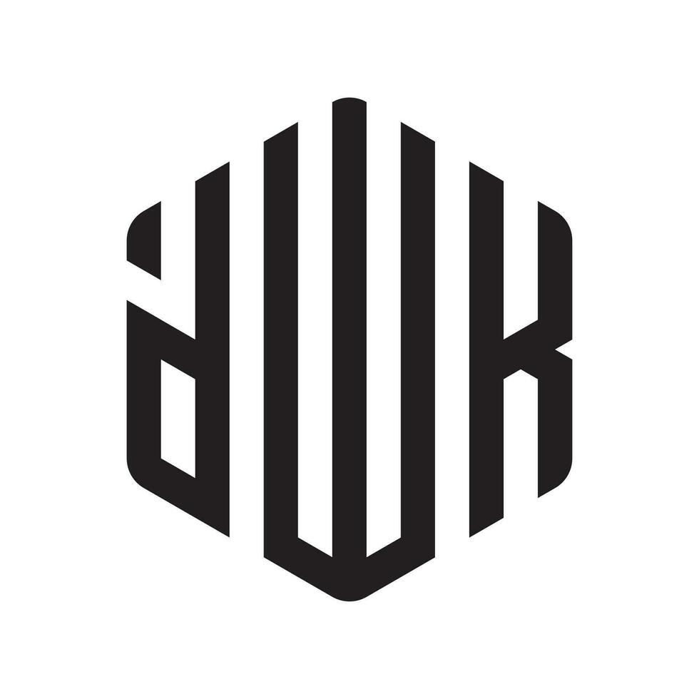 dwk sexhörning logotyp design begrepp isolerat på vit bakgrund. vektor