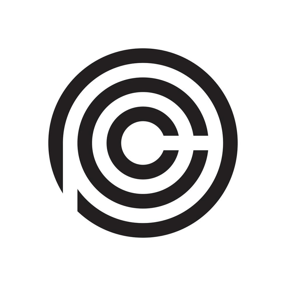 cirkel linje brev pcc logotyp isolerat på vit bakgrund. vektor