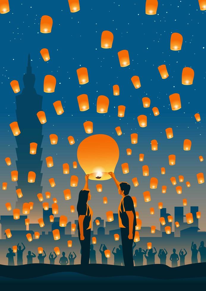 Taiwan Sky Lantern Moment vektor