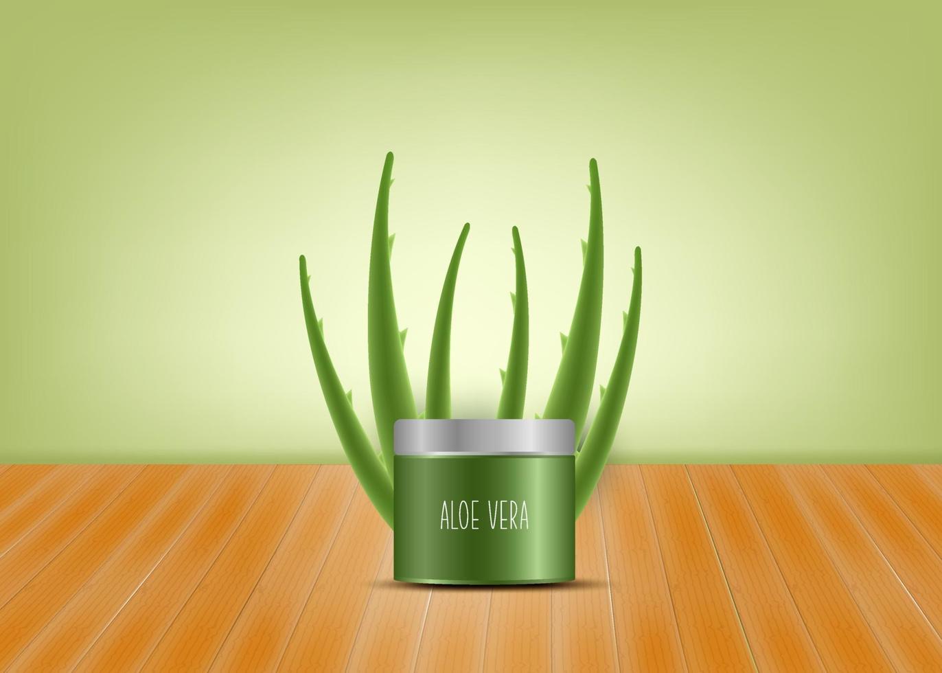 realistische abbildung des aloe vera-vektorkonzepthintergrundes vektor