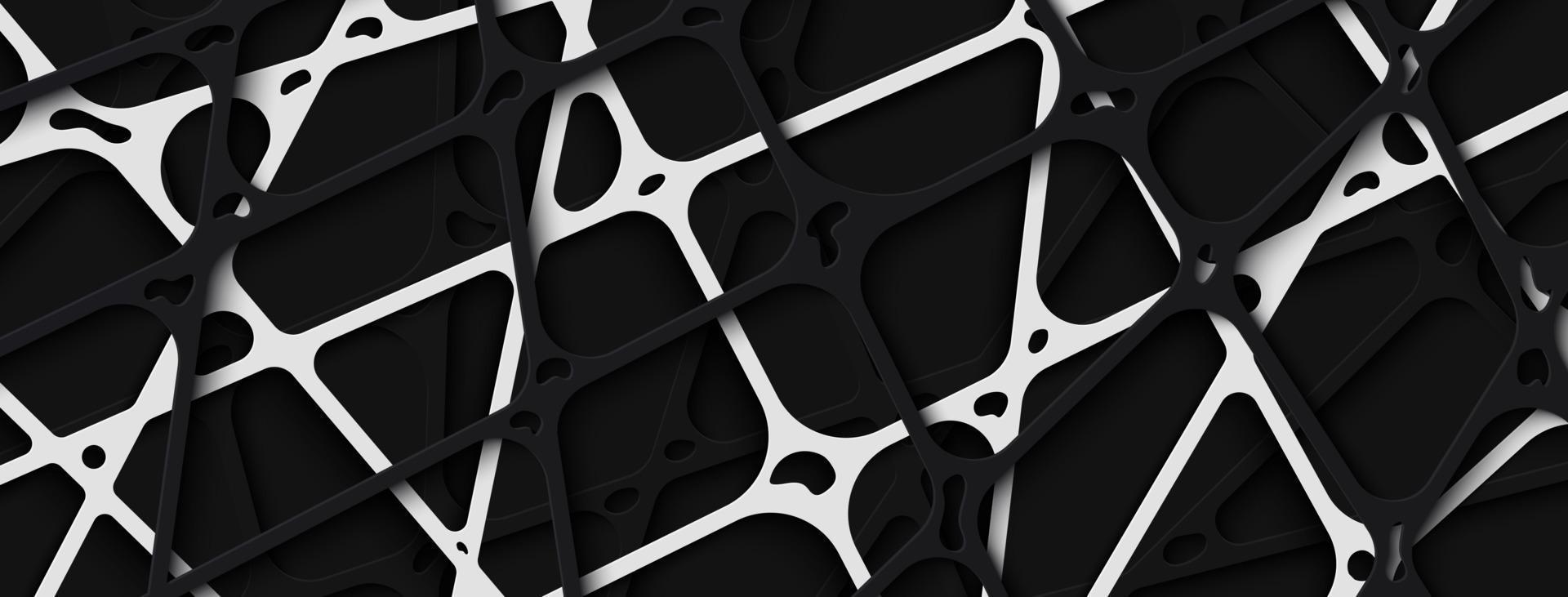 abstrakt svartvitt papercut ränder banner bakgrund vektor