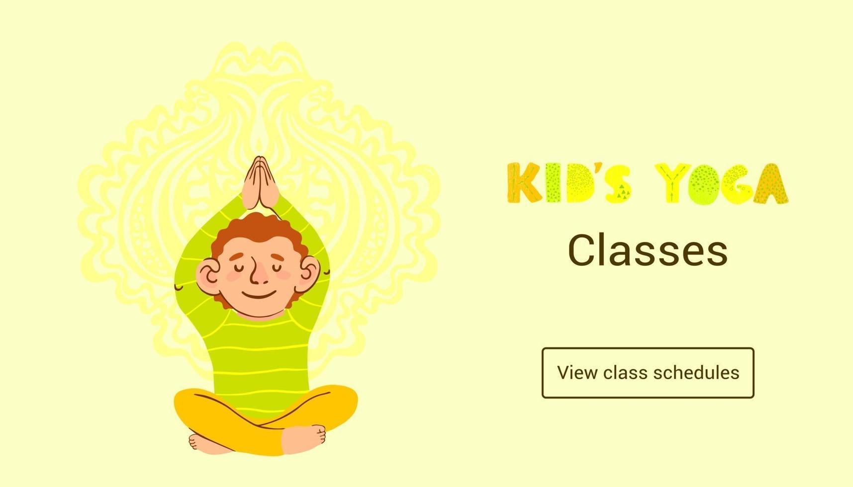 Vektor bunte horizontale Web-Banner-Vorlage Kinder Yoga-Kurse