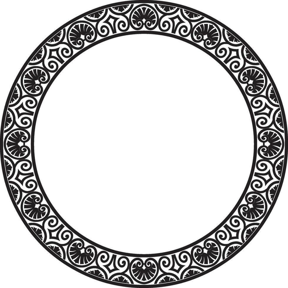 Vektor einfarbig schwarz runden klassisch Renaissance Ornament. Kreis, Ring europäisch Grenze, Wiederbelebung Stil Rahmen