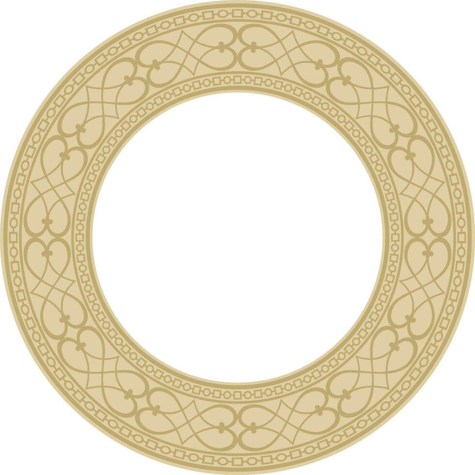Vektor Gold runden klassisch Renaissance Ornament. Kreis, Ring europäisch Grenze, Wiederbelebung Stil Rahmen