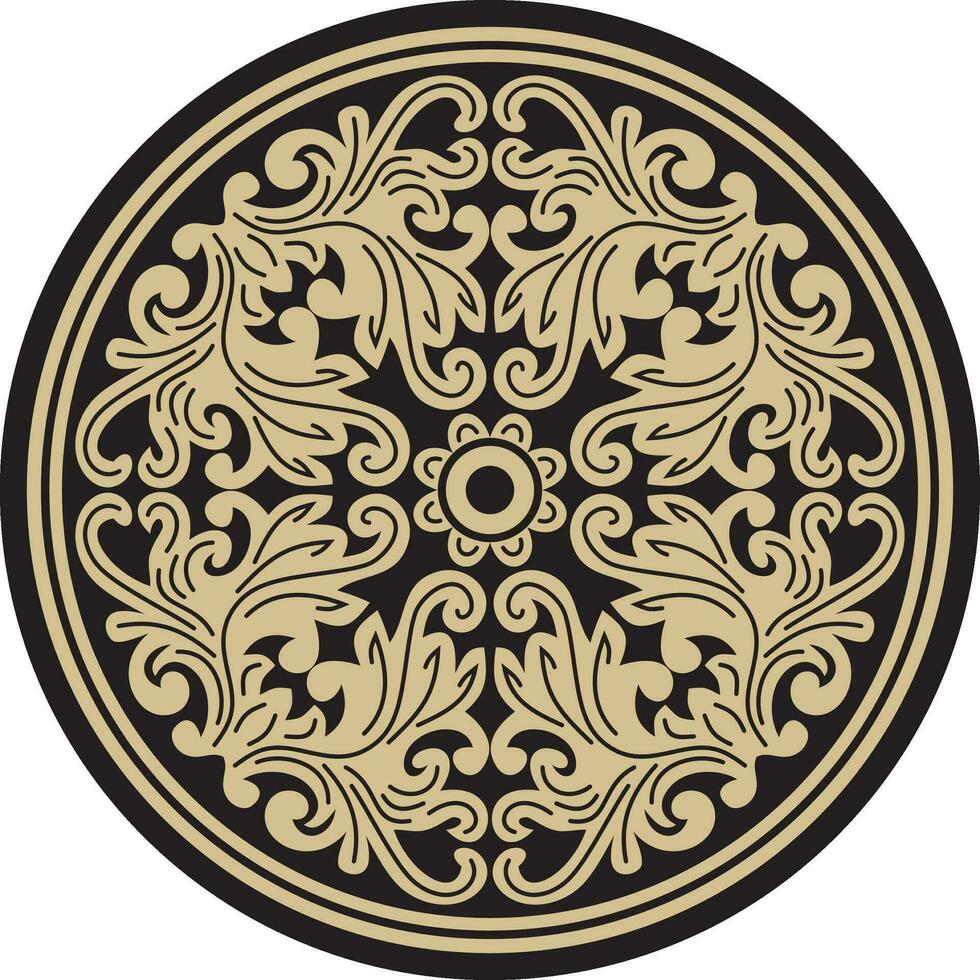 vektor guld och svart runda gammal byzantine prydnad. klassisk cirkel av de östra roman imperium, grekland. mönster motiv av konstantinopel