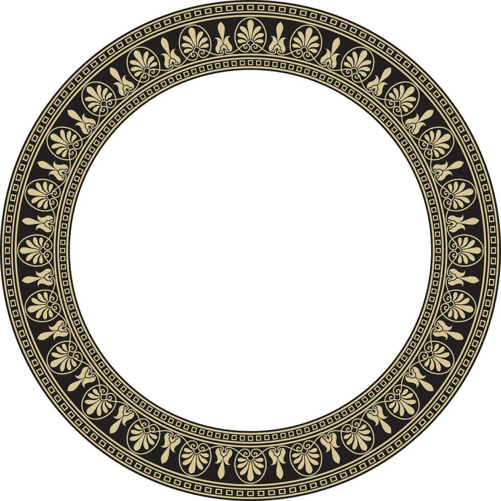 Vektor Gold und schwarz runden klassisch griechisch Ornament. europäisch Ornament. Grenze, rahmen, Kreis, Ring uralt Griechenland, römisch Reich