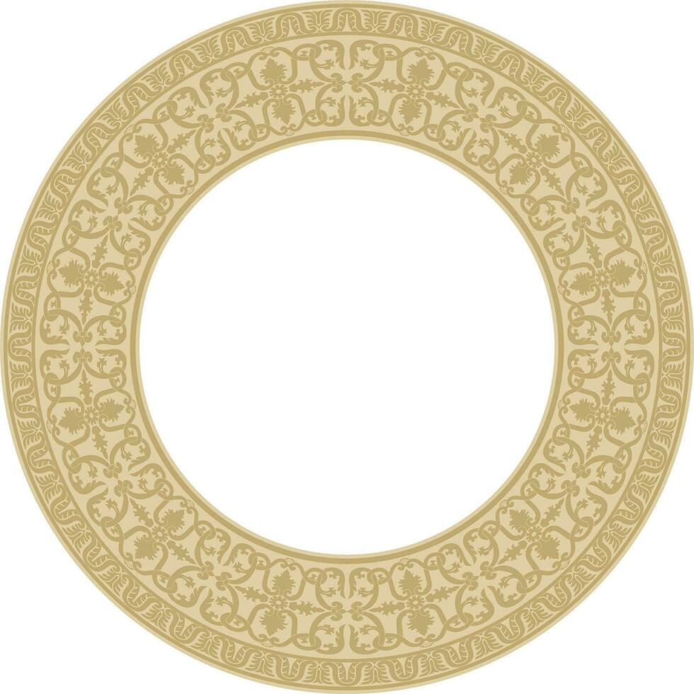 Vektor Gold runden klassisch Renaissance Ornament. Kreis, Ring europäisch Grenze, Wiederbelebung Stil Rahmen