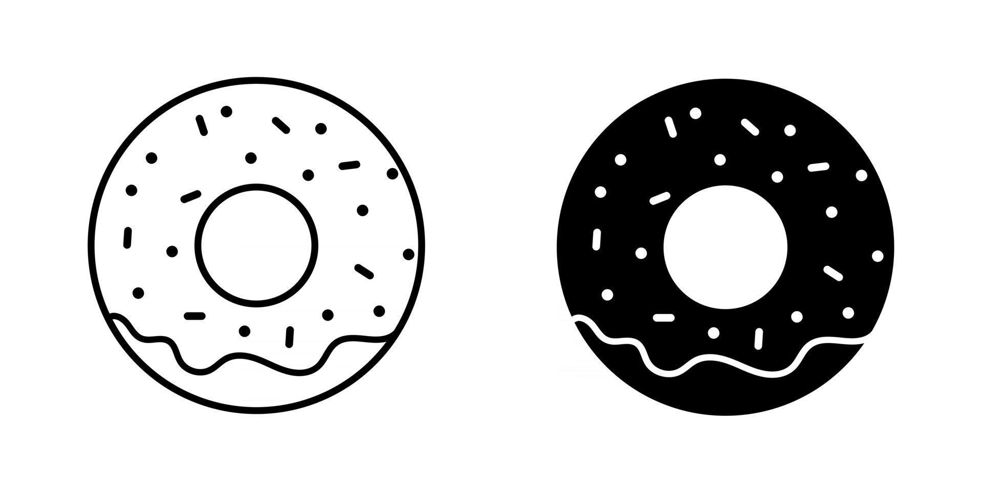 Reihe von schwarzen Donut-Symbolen vektor