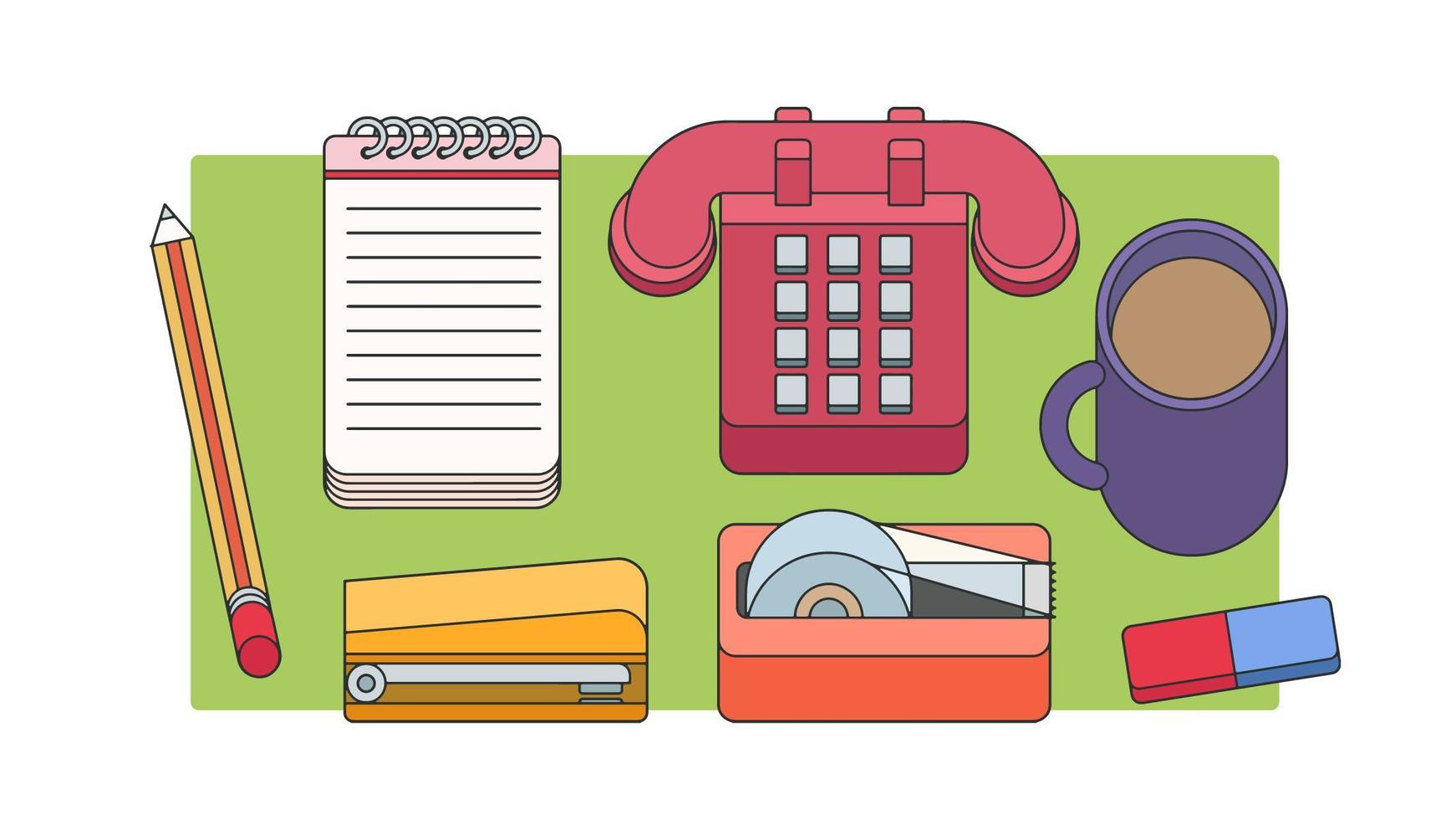 Vintage Office Items Vector