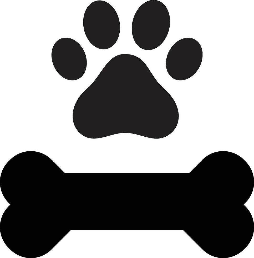 Pfote drucken Haustier Symbol und Hund Knochen Symbol isoliert auf Weiß Hintergrund . Vektor Illustration