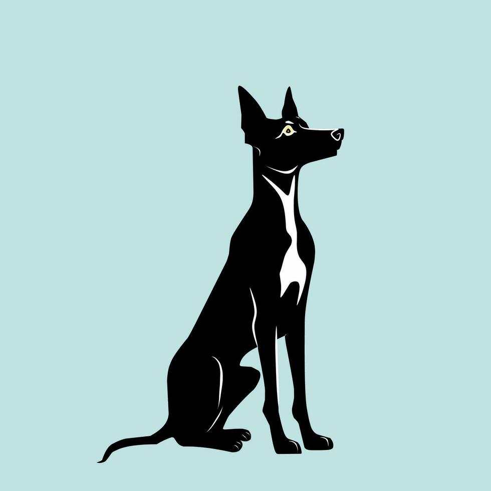 Dobermann Hund schwarz Farbe Logo Vektor Illustration auf ein Blau Hintergrund