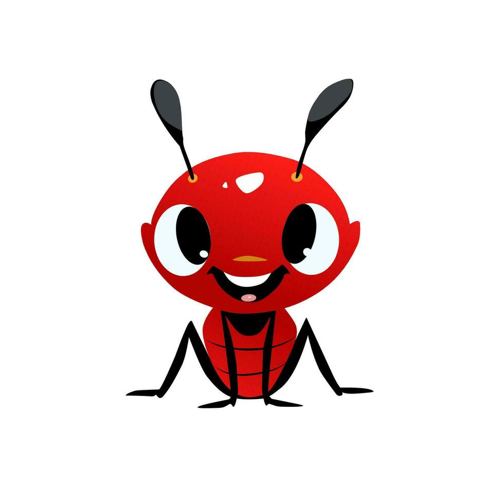 rot Ameise Karikatur Logo Vektor Illustration auf Weiß Hintergrund