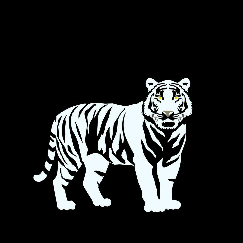 Weiß Tiger mit schwarz Streifen Logo Vektor Illustration auf schwarz Hintergrund