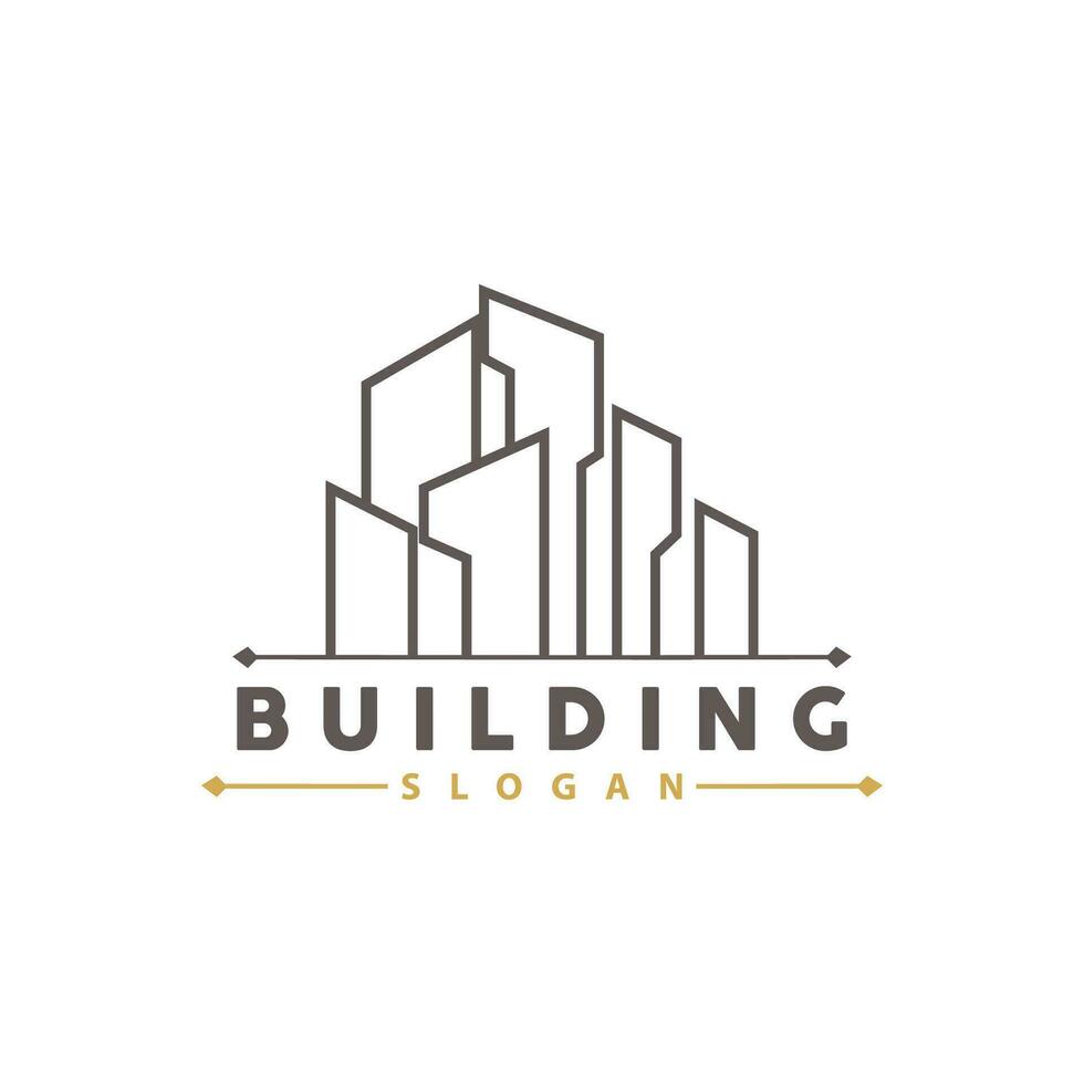 Gebäude echt Nachlass Wohnung Konstruktion Logo, elegant Prämie rustikal Monogramm Vektor Design