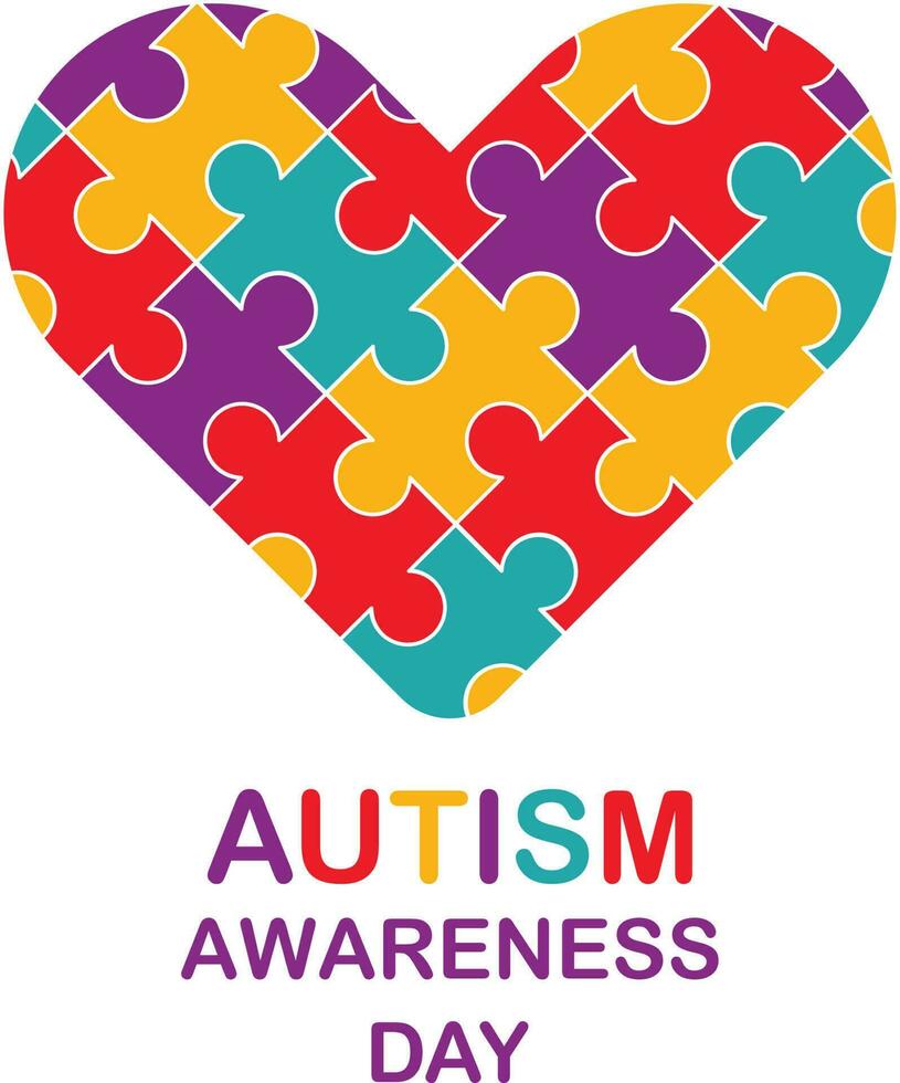 autism medvetenhet månad. flerfärgad pussel. sjukvård begrepp. vektor illustration på vit bakgrund