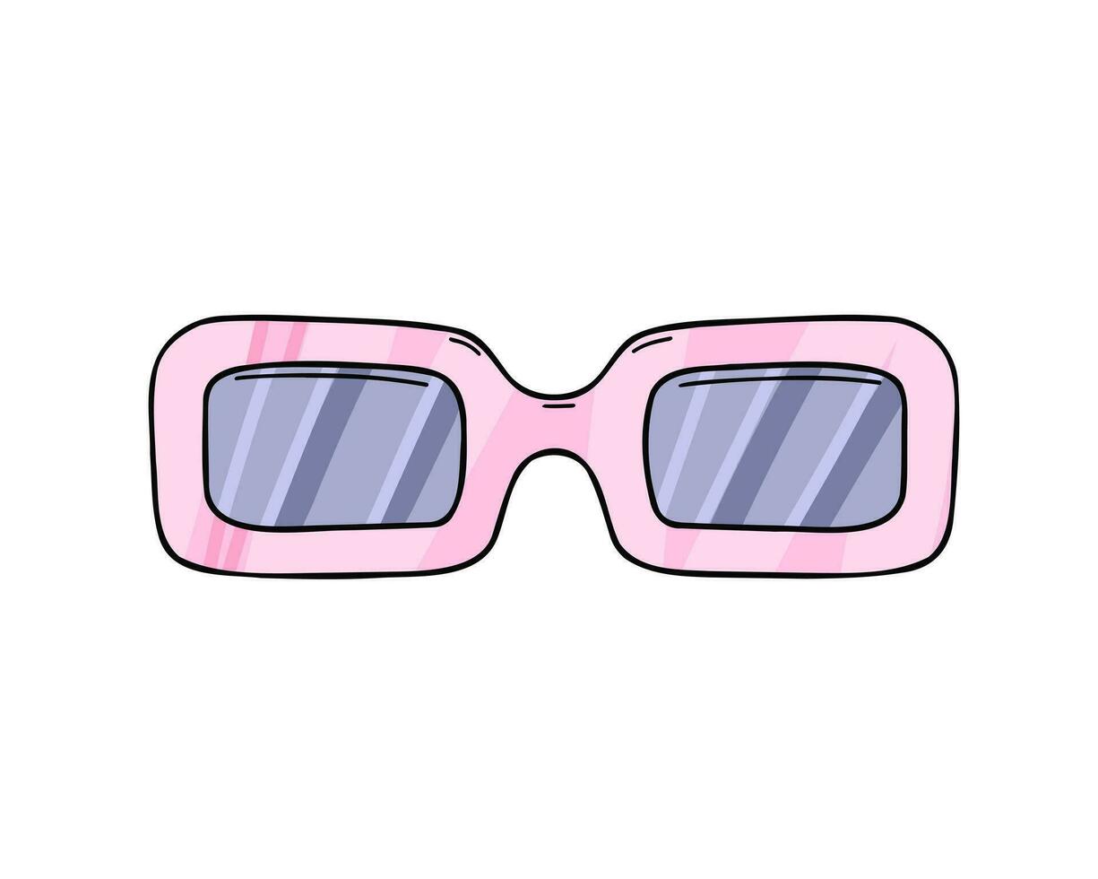 Puppe Sonnenbrille, Mode Zubehörteil, Rosa Brille. Illustration zum Hintergründe und Verpackung. Bild können Sein benutzt zum Gruß Karten, Plakate und Aufkleber. isoliert auf Weiß Hintergrund. vektor