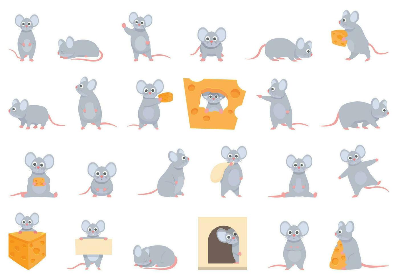 Maus Symbole einstellen Karikatur Vektor. Tier Haustier vektor
