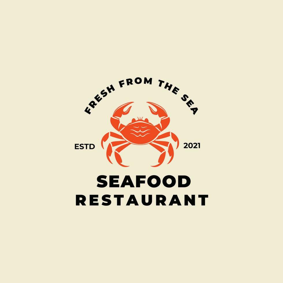 Krabben Zeichen, Symbol, Krabbe Logo zum Meeresfrüchte Restaurant. Krabbe Vektor Illustration.
