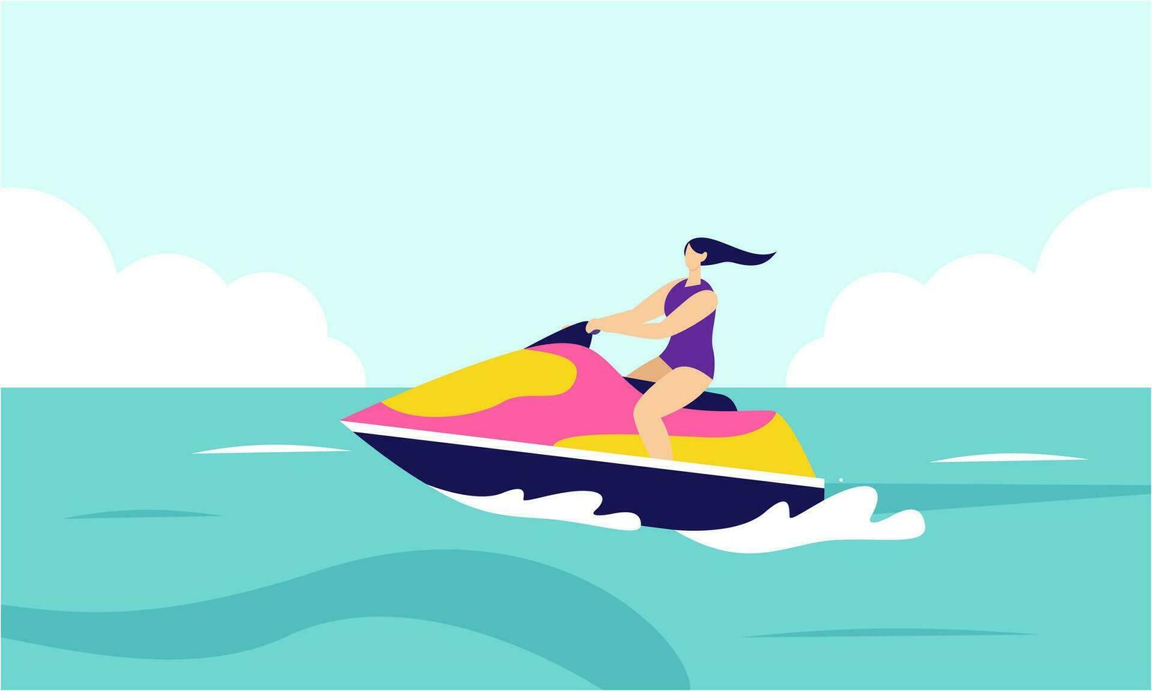 Menschen jung Reiten ein Jet Ski Vektor Illustration