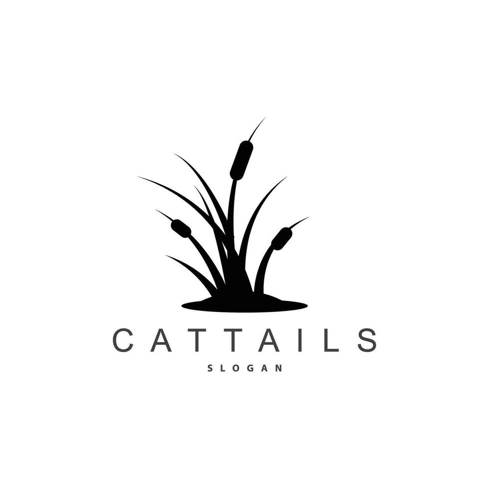 bäckar och cattails flod logotyp, gräs design enkel minimalistisk illustration vektor mall