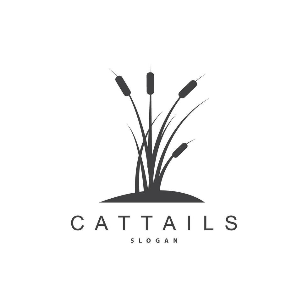 bäckar och cattails flod logotyp, gräs design enkel minimalistisk illustration vektor mall