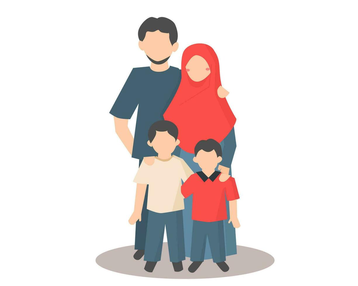 süß glücklich Muslim Familie Illustration vektor