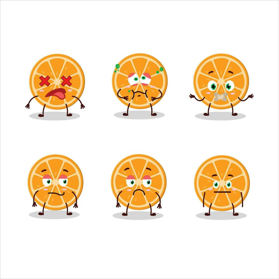 skiva av orange tecknad serie karaktär med nej uttryck vektor