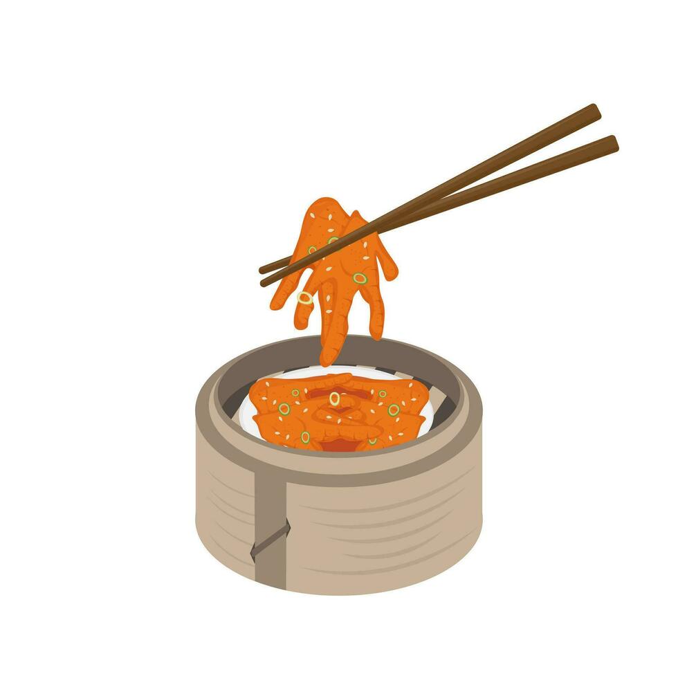 bereit zu Essen Hähnchen Füße dim Summe Illustration Logo vektor