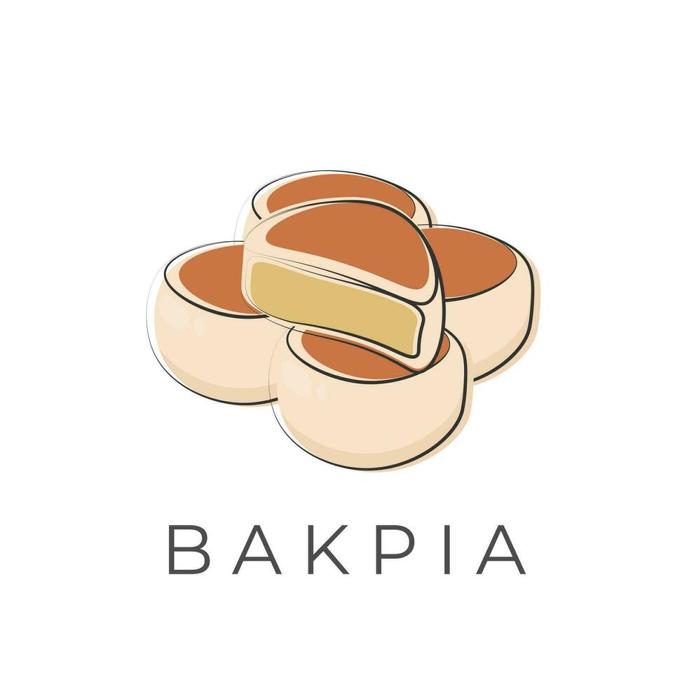 bakpia enkel tecknad serie illustration logotyp vektor