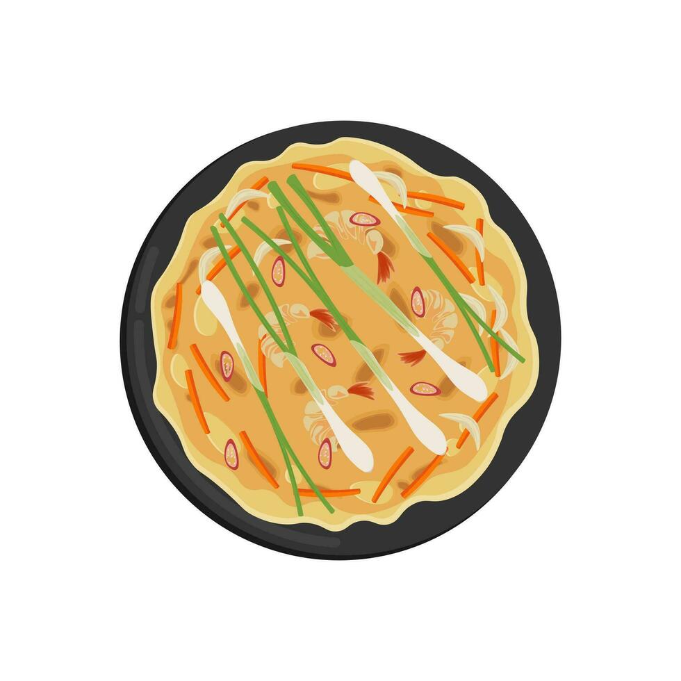 pajeon Koreanisch Lauchzwiebel Pfannkuchen Illustration Logo vektor