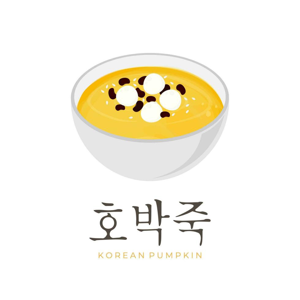 hobakjuk Koreanisch traditionell Kürbis Haferbrei mit Reis Bälle vektor