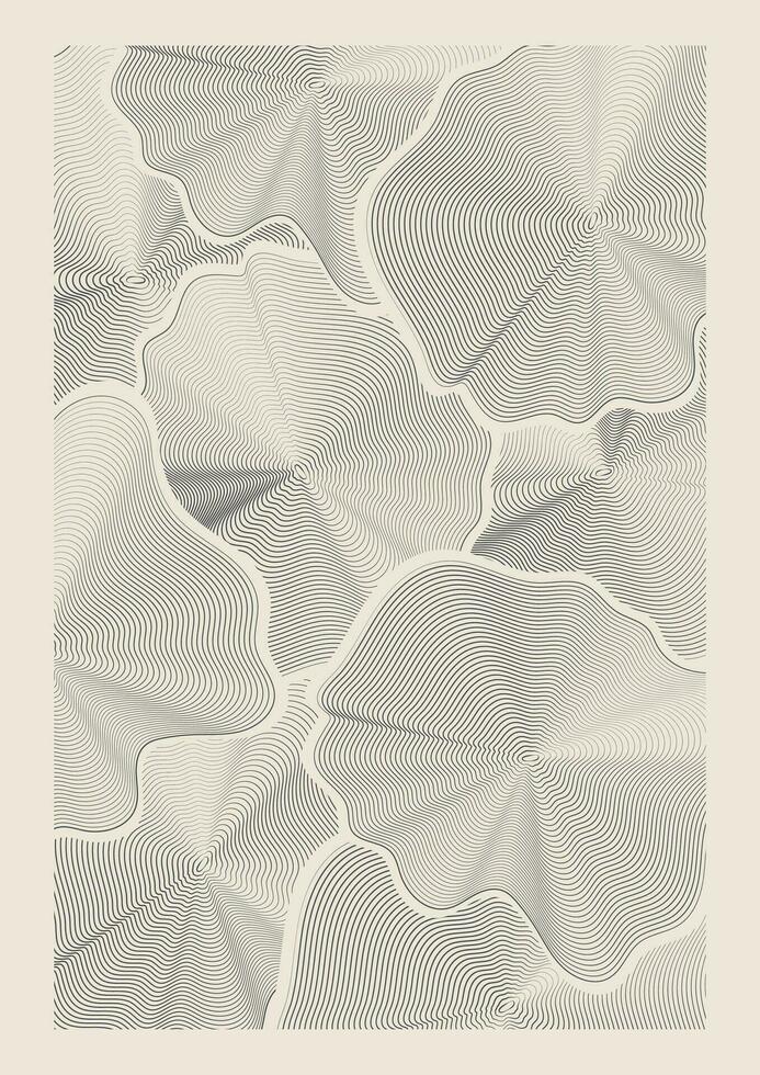 ästhetisch minimalistisch drucken mit abstrakt Linien im neutral Farbe. vektor