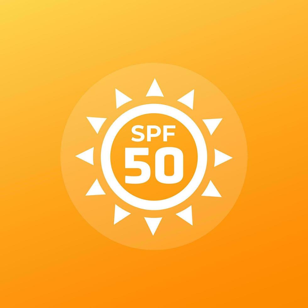 spf 50 Symbol mit ein Sonne, uv Schutz Vektor