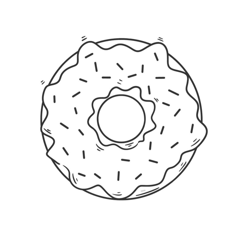 Hand gezeichnet Donuts Karikatur Vektor zum Färbung