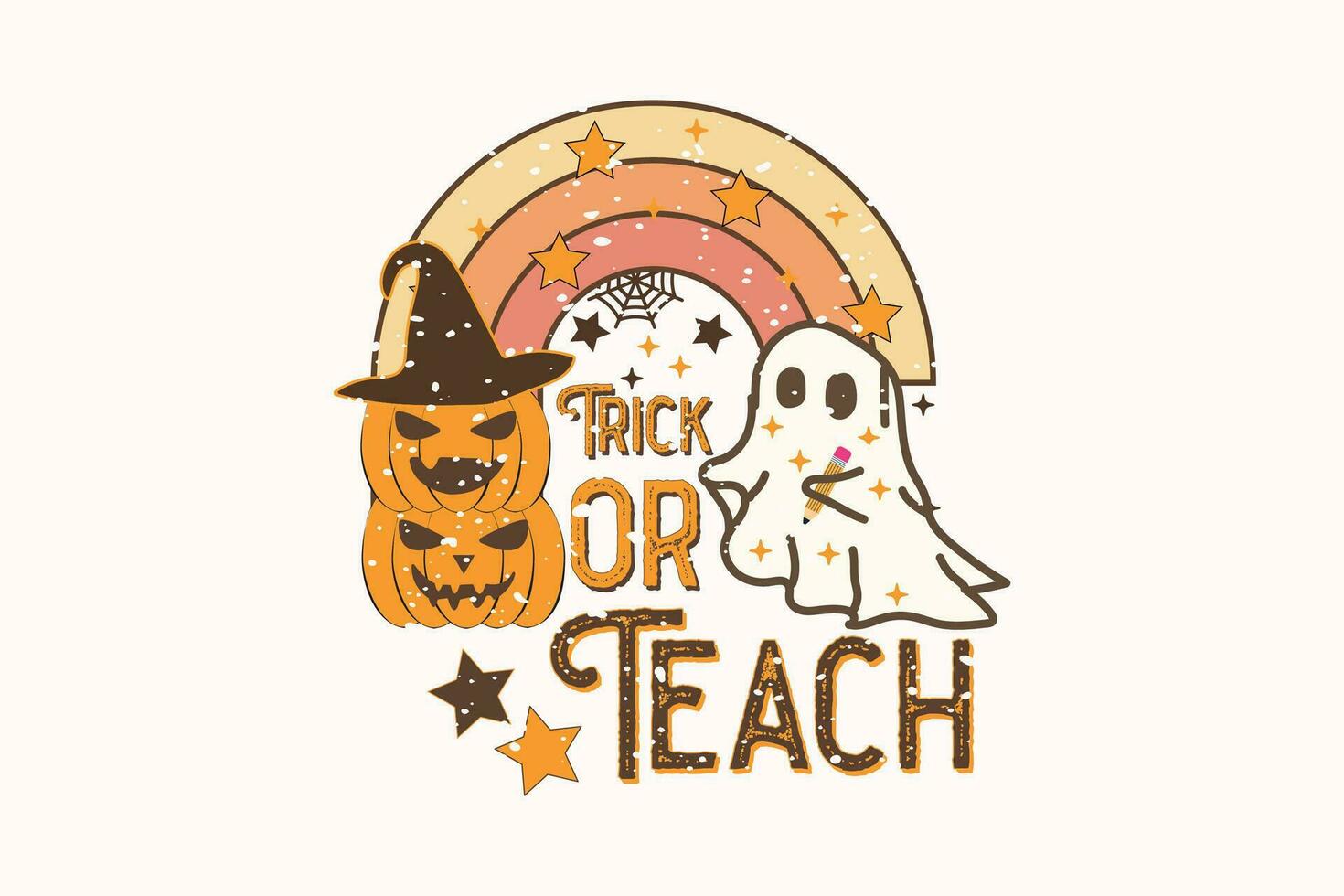 Lehrer Halloween Trick oder lehren glücklich Halloween Hemd drucken Vorlage, T-Shirt, Grafik Design, Tassen, Taschen, Hintergründe, Aufkleber vektor