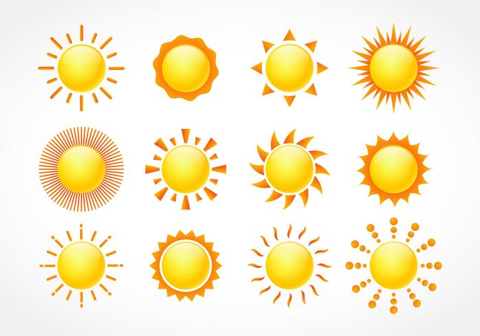 sonne clipart eingestellt vektor