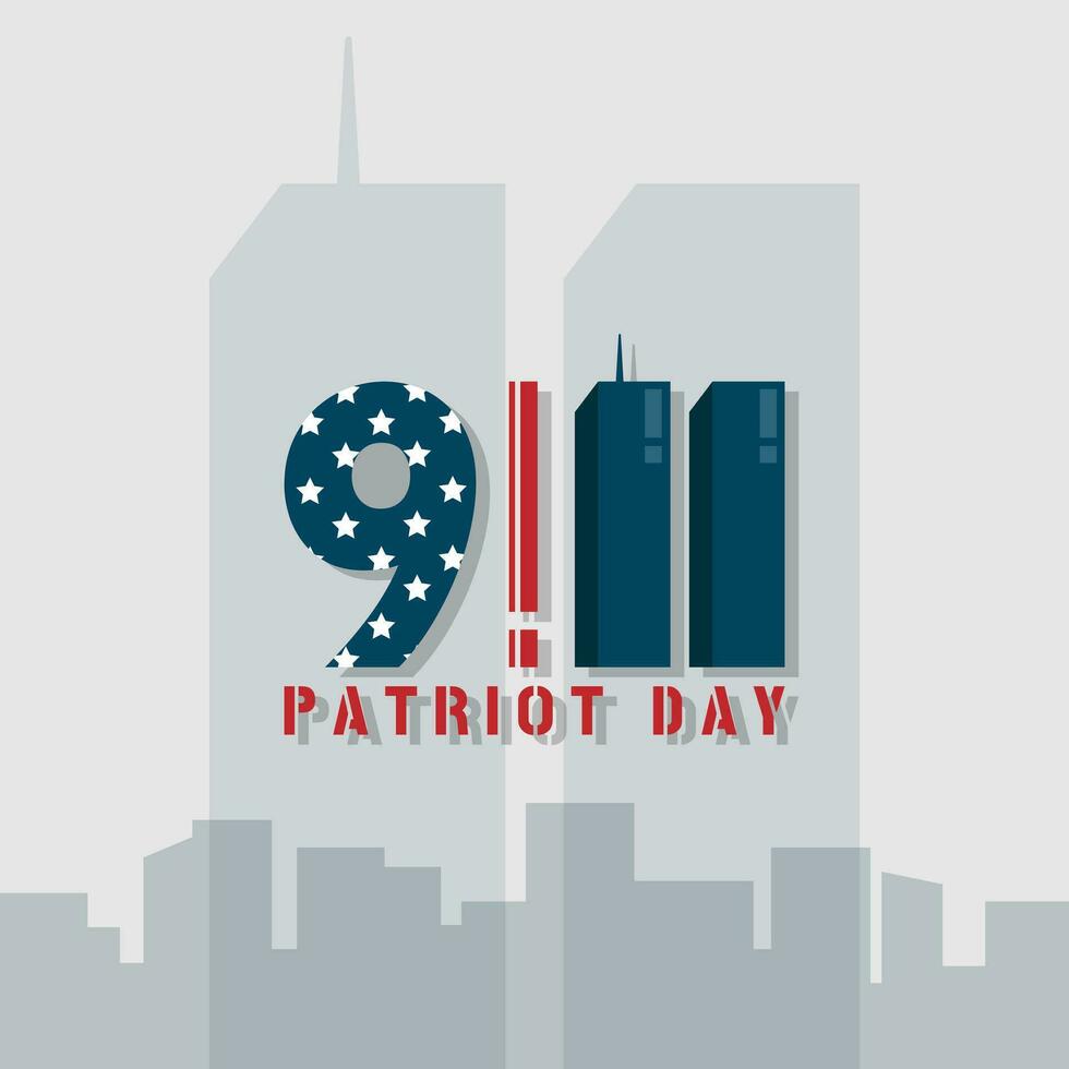 Patriot Tag Poster mit Stadt Silhouette vektor