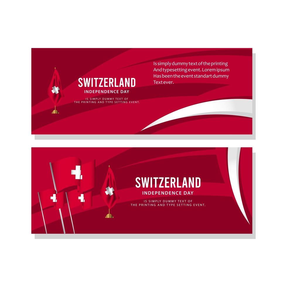 Schweiz självständighetsdagen firande, affisch, banner uppsättning design för utskrift vektor mall illustration