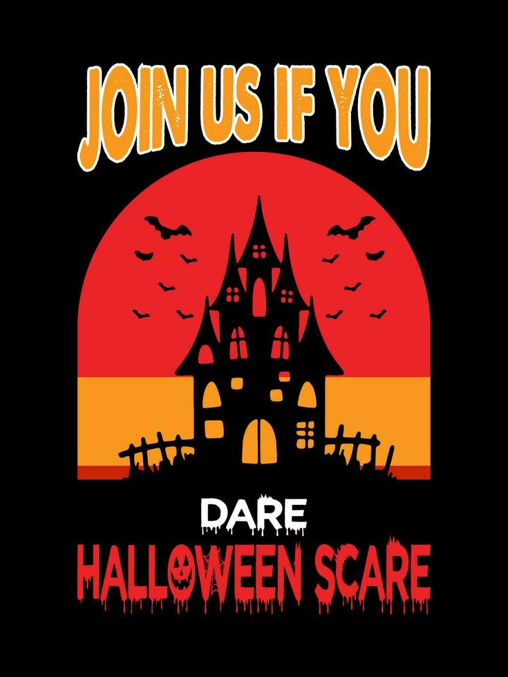 halloween Skräck årgång t-shirt design och skrämmande text skriva ut mall vektor typografi grafik konst