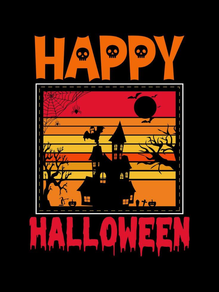 halloween Skräck årgång t-shirt design och skrämmande text skriva ut mall vektor typografi grafik konst