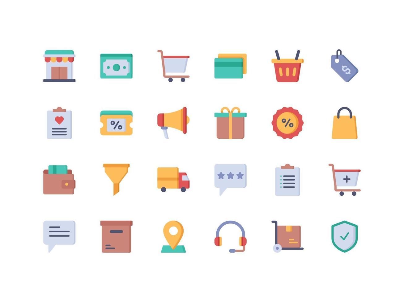 E-Commerce und Shopping flache Icon-Set icon vektor