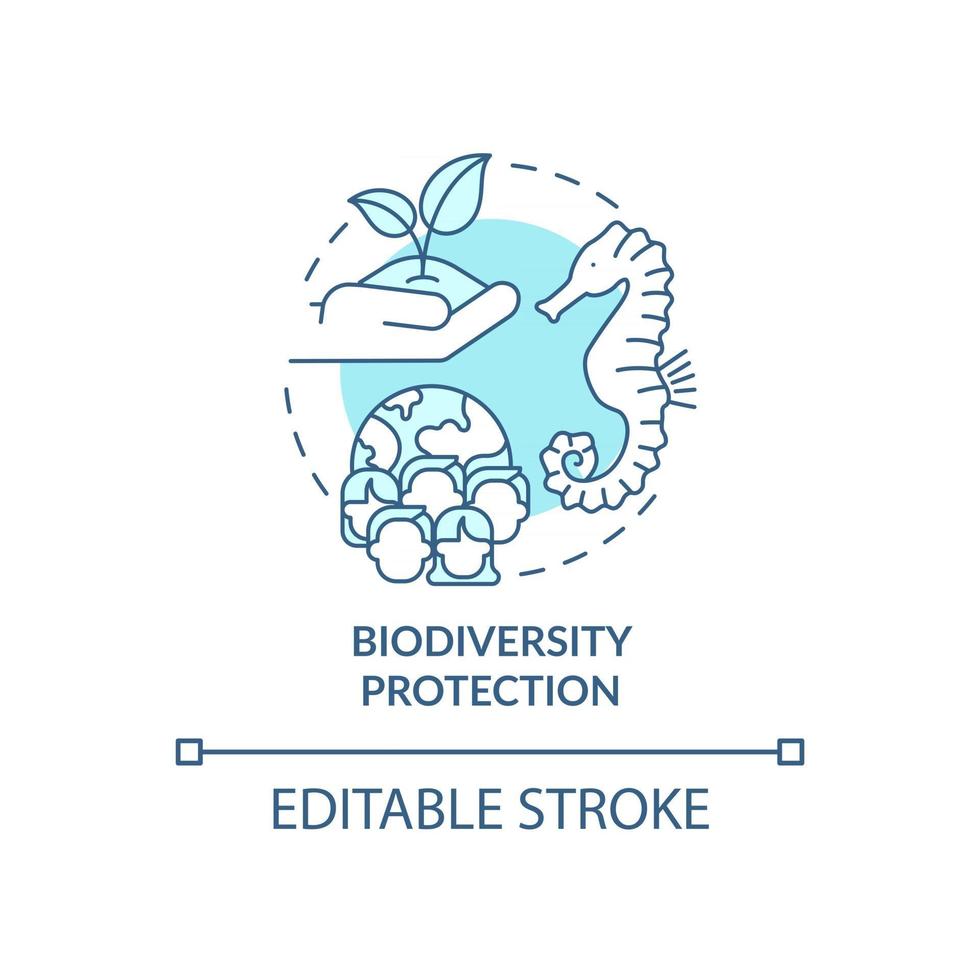 Symbol für das Konzept zum Schutz der Biodiversität. CO2-Kompensation abstrakte Idee dünne Linie Abbildung. Erhaltung der biologischen Vielfalt. Klimaregulierung. Vektor isolierte Umriss-Farbzeichnung. bearbeitbarer Strich